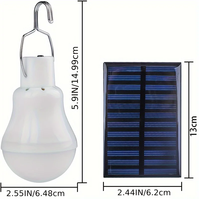 1pc LED Solar Lamp Bulb Waterproof Remote Portable Solar Garden Hanging Light For Outdoor Hiking Fishing Emergency Lighting