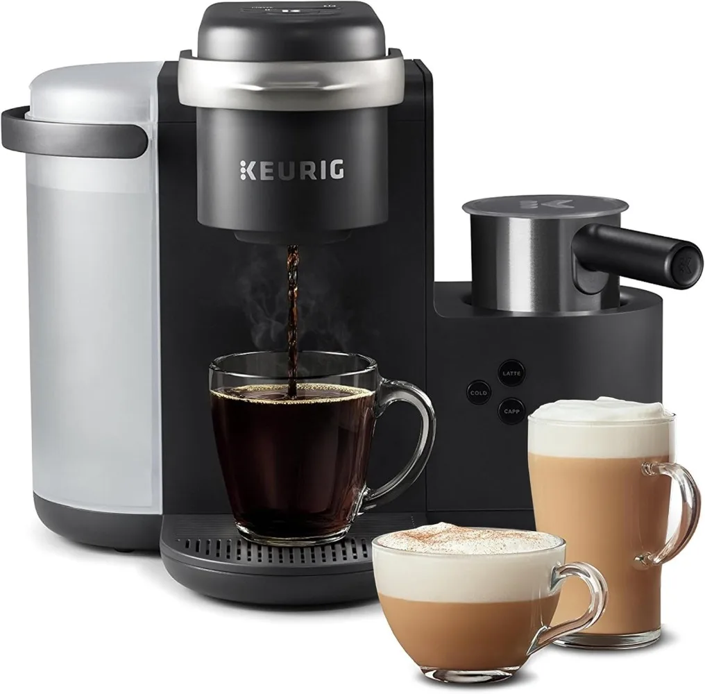 Keurig K-Cafe K-Duo صانعة قهوة فردية، لاتيه وكابتشينو، فحم داكن