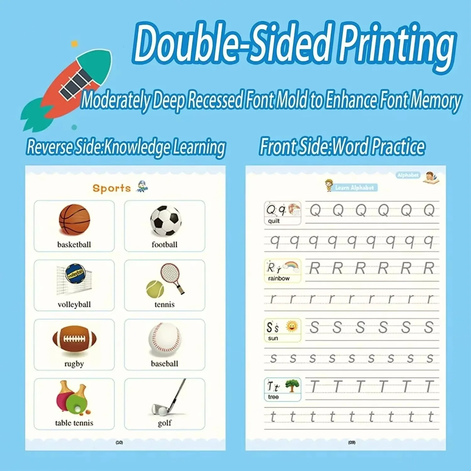 SANK – stylo magique pour copier, 4 livres, essuyage gratuit, autocollant d'écriture pour enfants, cahier de pratique pour la calligraphie