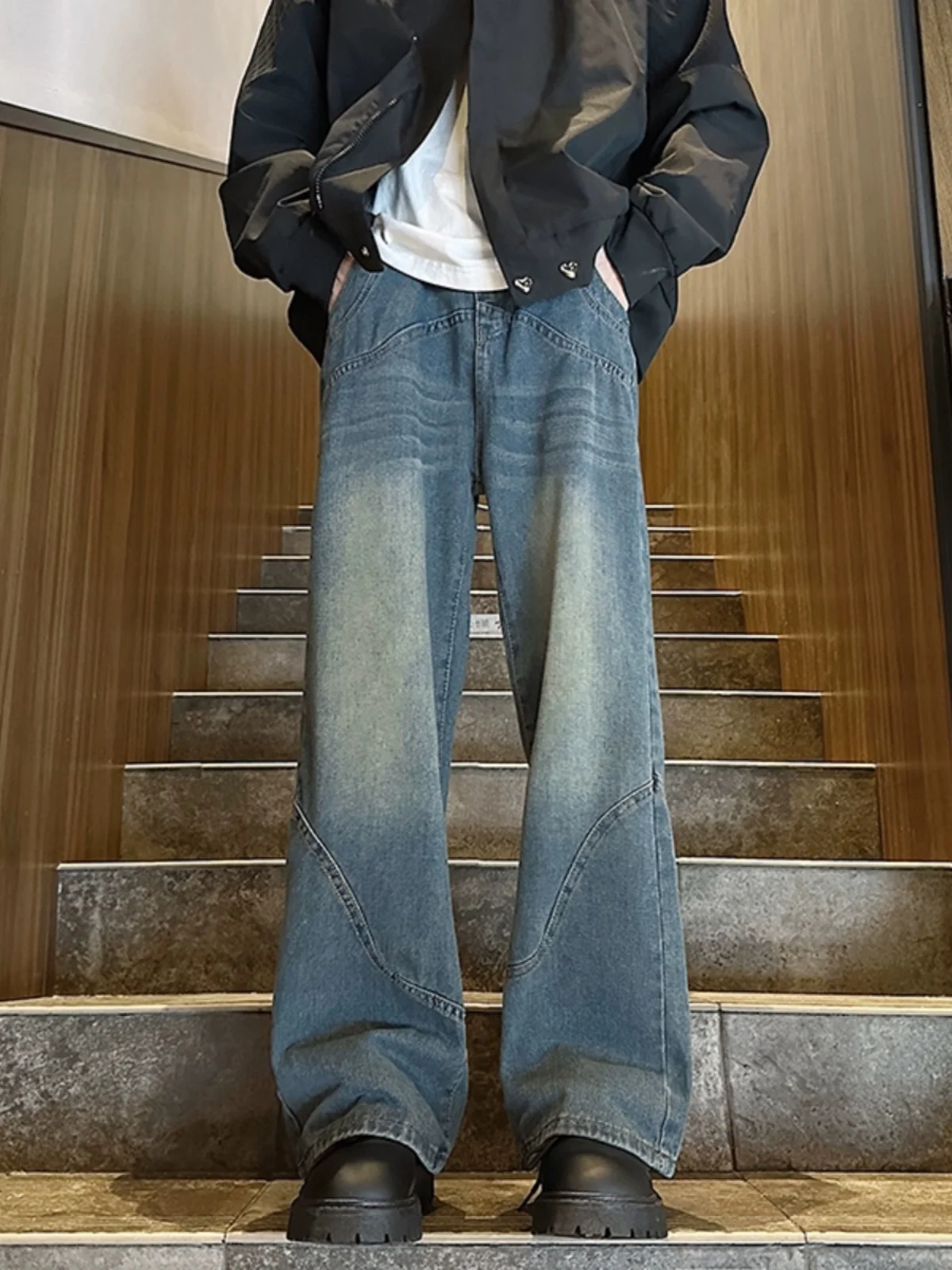 

Мужские джинсы в стиле ретро, американского кроя, свободные, прямые, повседневные, длинные брюки, молодежная мода, осенний сезон, тренд уличной моды