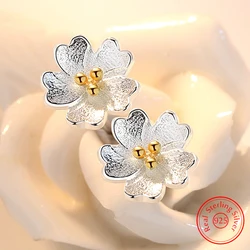 Pendientes de plata de ley 925 para mujer, joyería con forma de flor, XY0276