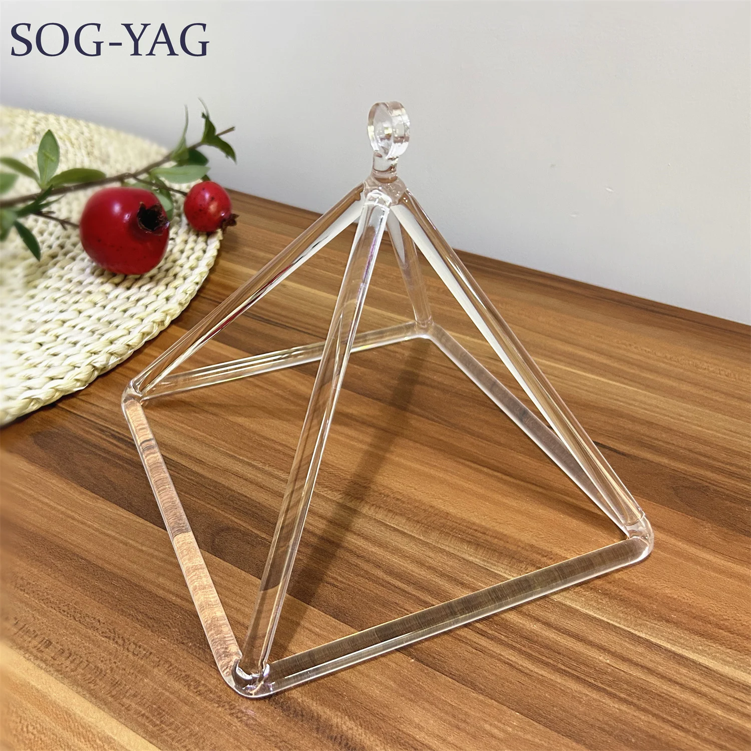 

SOG-YAG 7 Inch Clear Crystal Singing Pyramid Music Instrument for Sound Healing Yoga Releax with Free Mallet