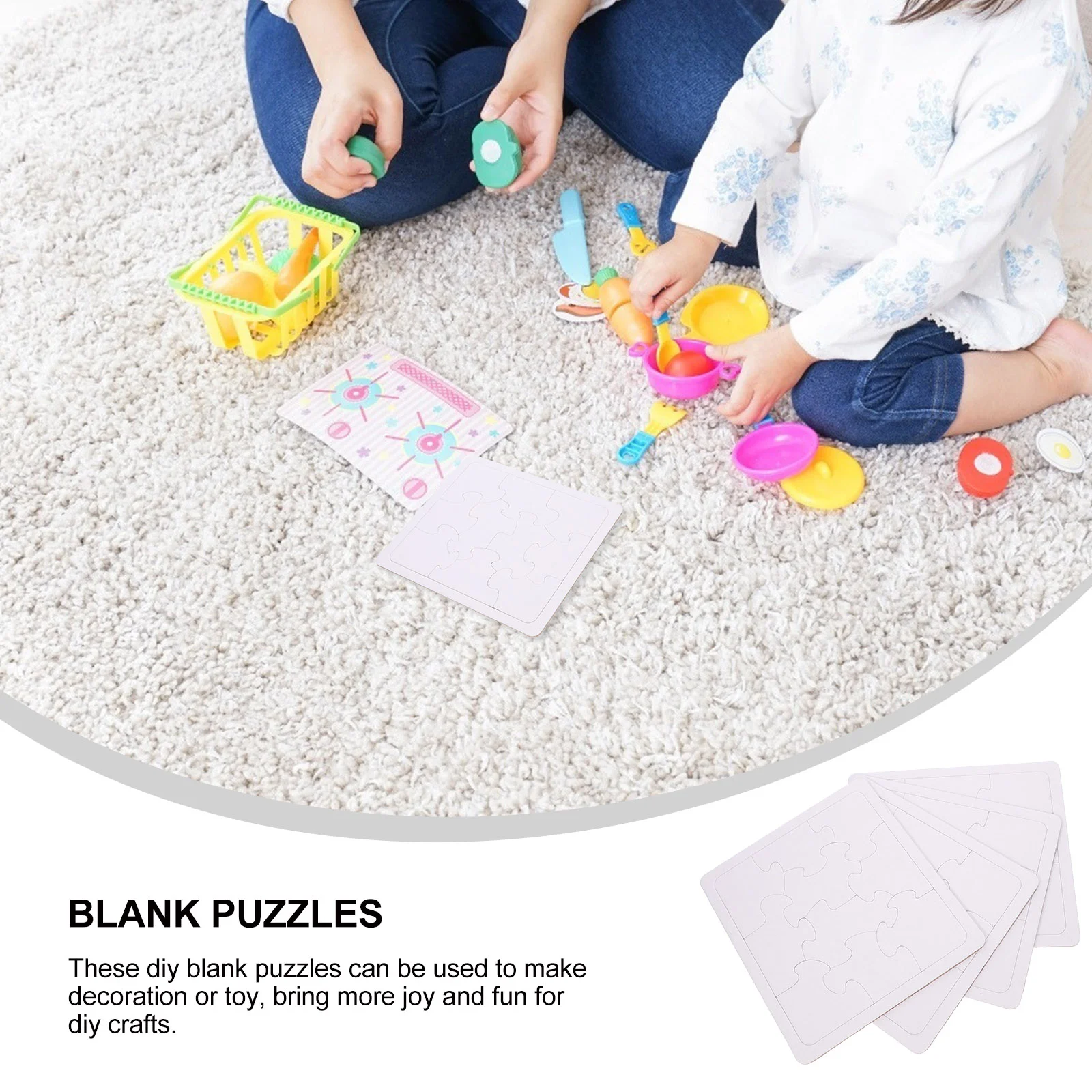 4 Pack Children's Puzzle Toys Blank Puzzles Draw on DIY Blanks Products Drwing Jigsaw Supply