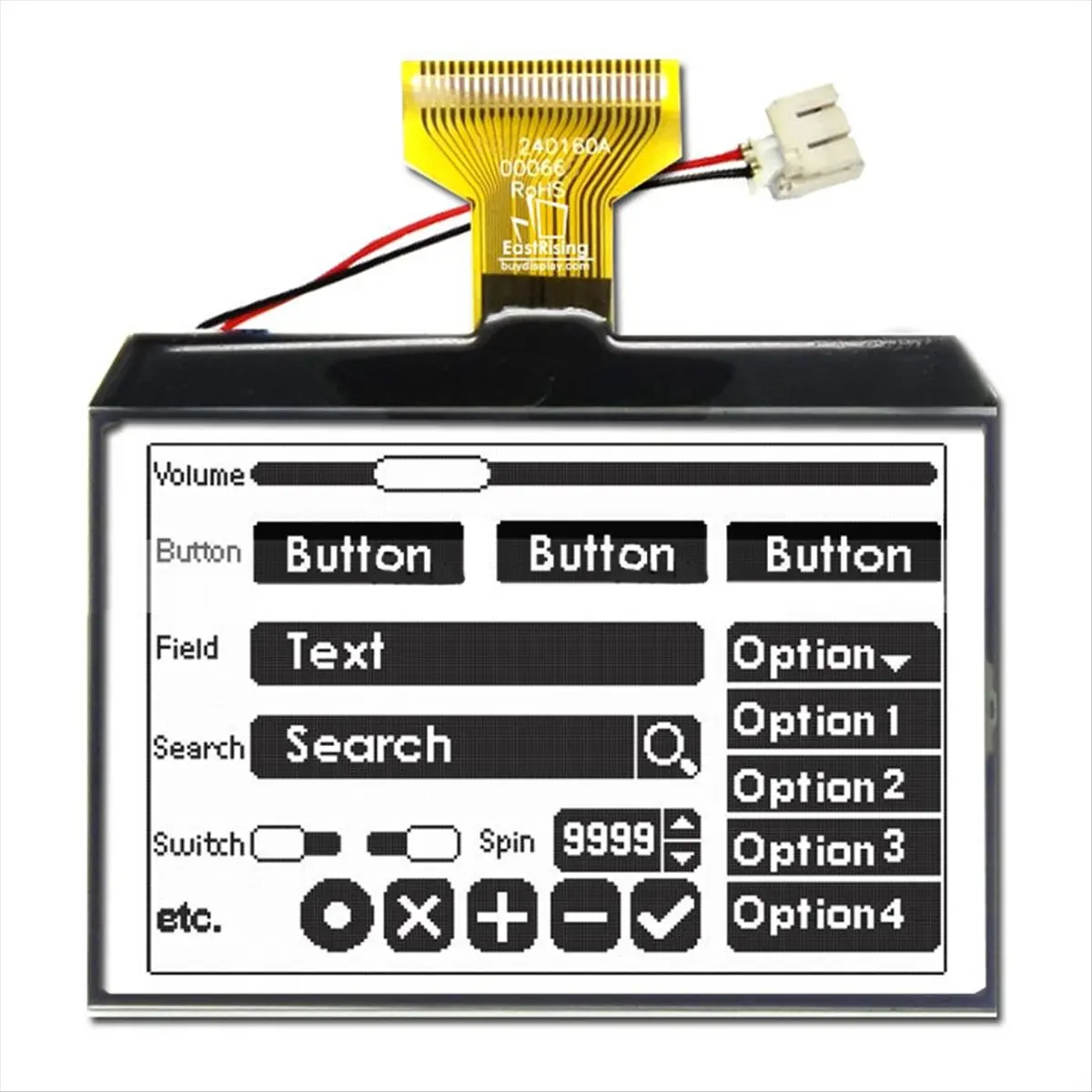 TCE 3.4inch 240x160 Dot Matrix LCD Display Serial Interface Black on White Free Backlight Connector