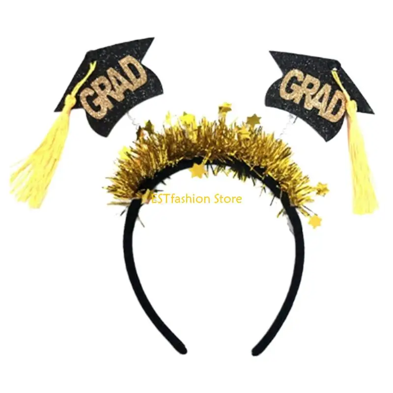 

Y5GC Повязки на голову для выпускной шляпы Шляпа бакалавра Золотая мишура для студенческих головных уборов
