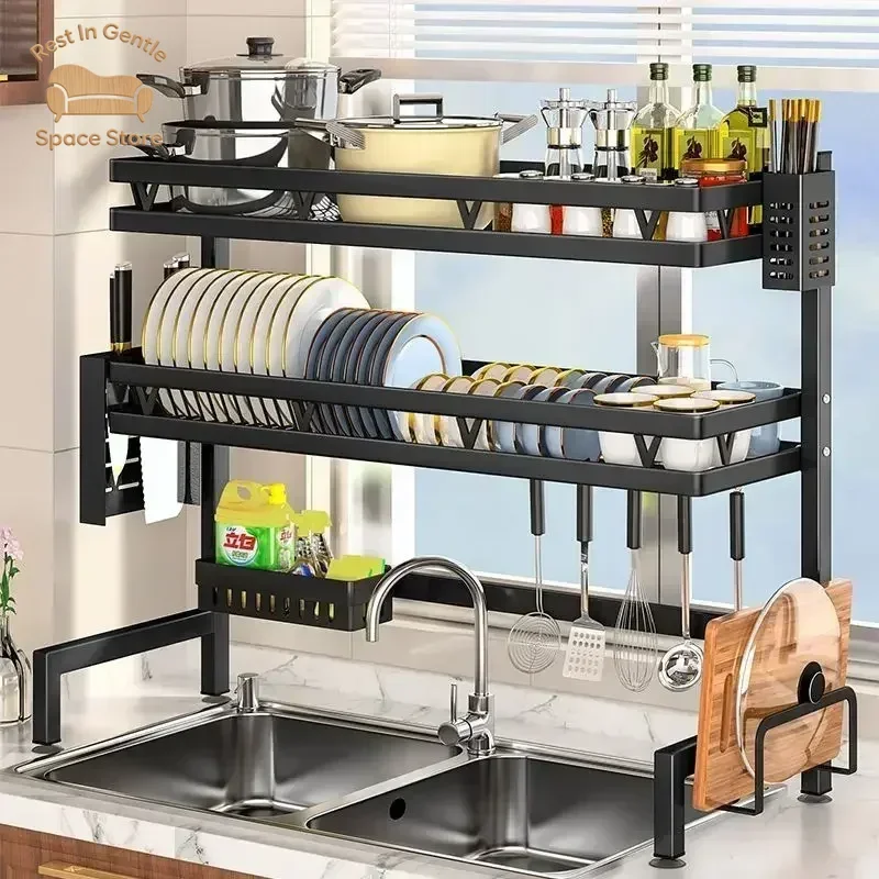 Kitchen Sink Shelf Countertop Dish Storage Rack Multifunctional Dishwasher Sink Dish Rack Drain Rack Household Storage Kitchen