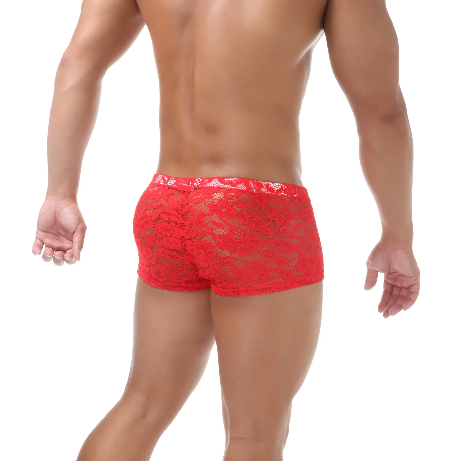 Nieuwe heren kanten luipaardprint boxer ondergoed heren doorzichtige slipje uitpuilende zakken boxershorts erotische lingerie