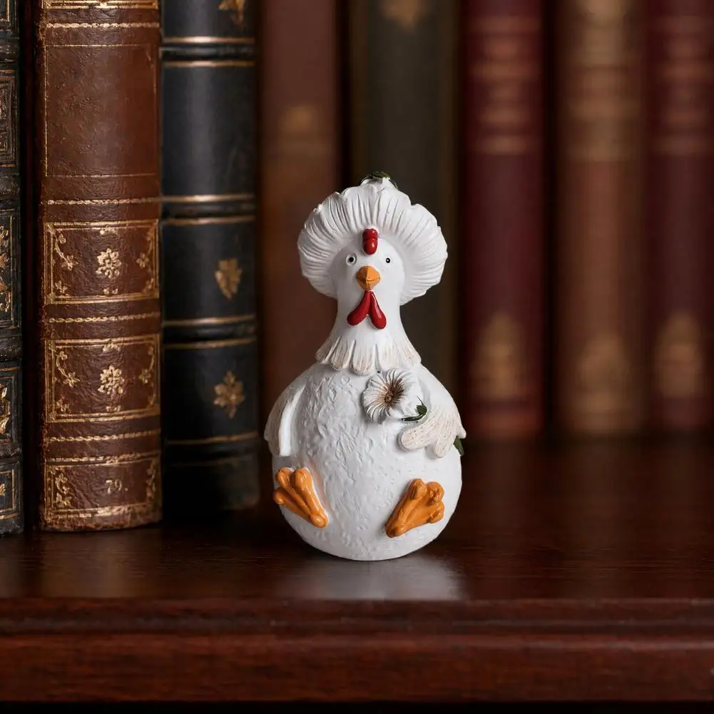 Hen Statue Decor Cute Resin Hen Figurine Small Farm Sculpture Chicken Tabletop Statue for Garden Patio Lawn Home Decor