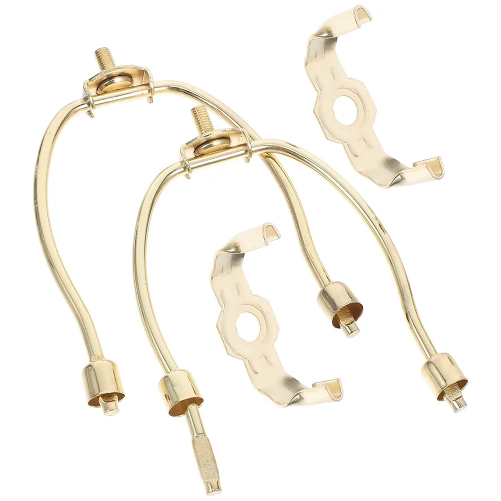 

2pcs Golden 6 Inches Lamp Shade Adapter Light Bulb Clip On Harp With Finial Top Cap Support Universal Metal Lampshade Holder