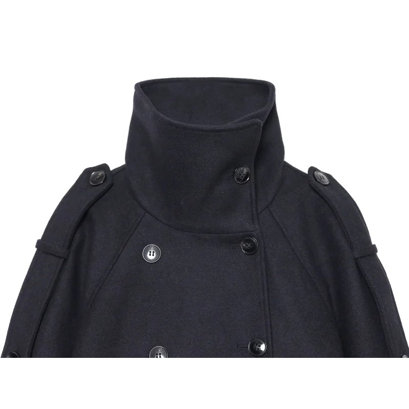 2026 New Double‑Breasted Lapel Coats Epaulet Decor Long Sleeve Cuff Strap Design Loose Casual Outerwear for Ladies Jacket
