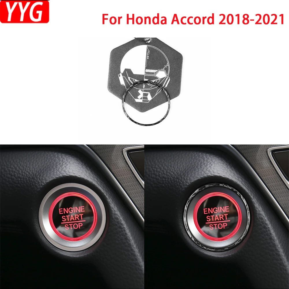 

For Honda Accord 2018-2021 Carbon Fiber Start Button One-Click Switch Frame Cover Car Interior Decoration Accessories Sticker