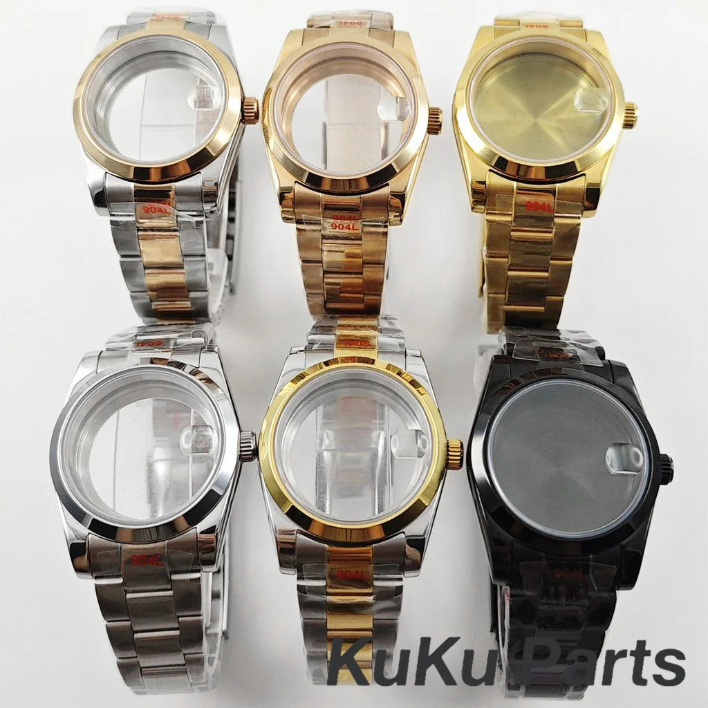 NH35 Saphirglas Uhrengehäuse 36mm/40mm 904L Edelstahl für Datejust Oyster NH34 NH35 NH38 NH36 Uhrwerk 28,5mm Zifferblatt Teil