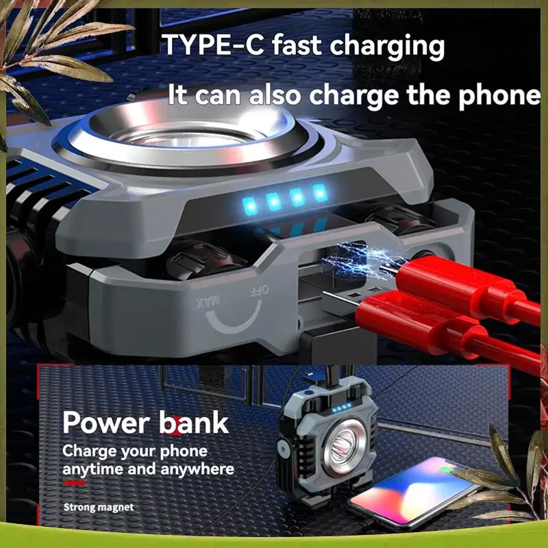 مصباح خيمة تخييم LED محمول موثوق به، كشاف قابل لإعادة الشحن، إضاءة طوارئ خارجية مقاومة للماء، مصباح ليلي معلق باللون الأسود #4