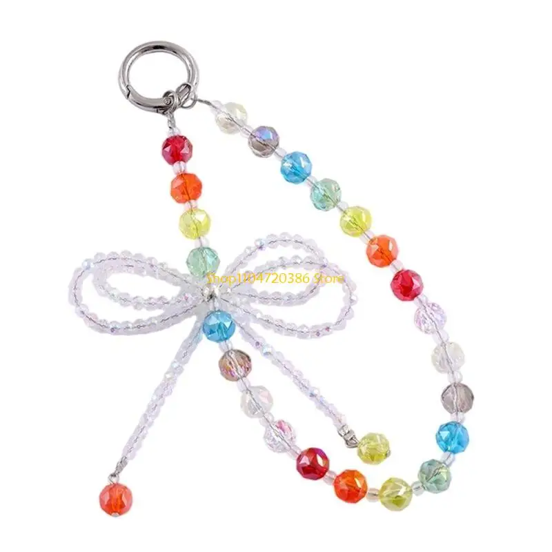 

K0EA Bowknot Keychain Phone Charm Chain Beaded Phone Lanyard for Girl Bag Backpacks