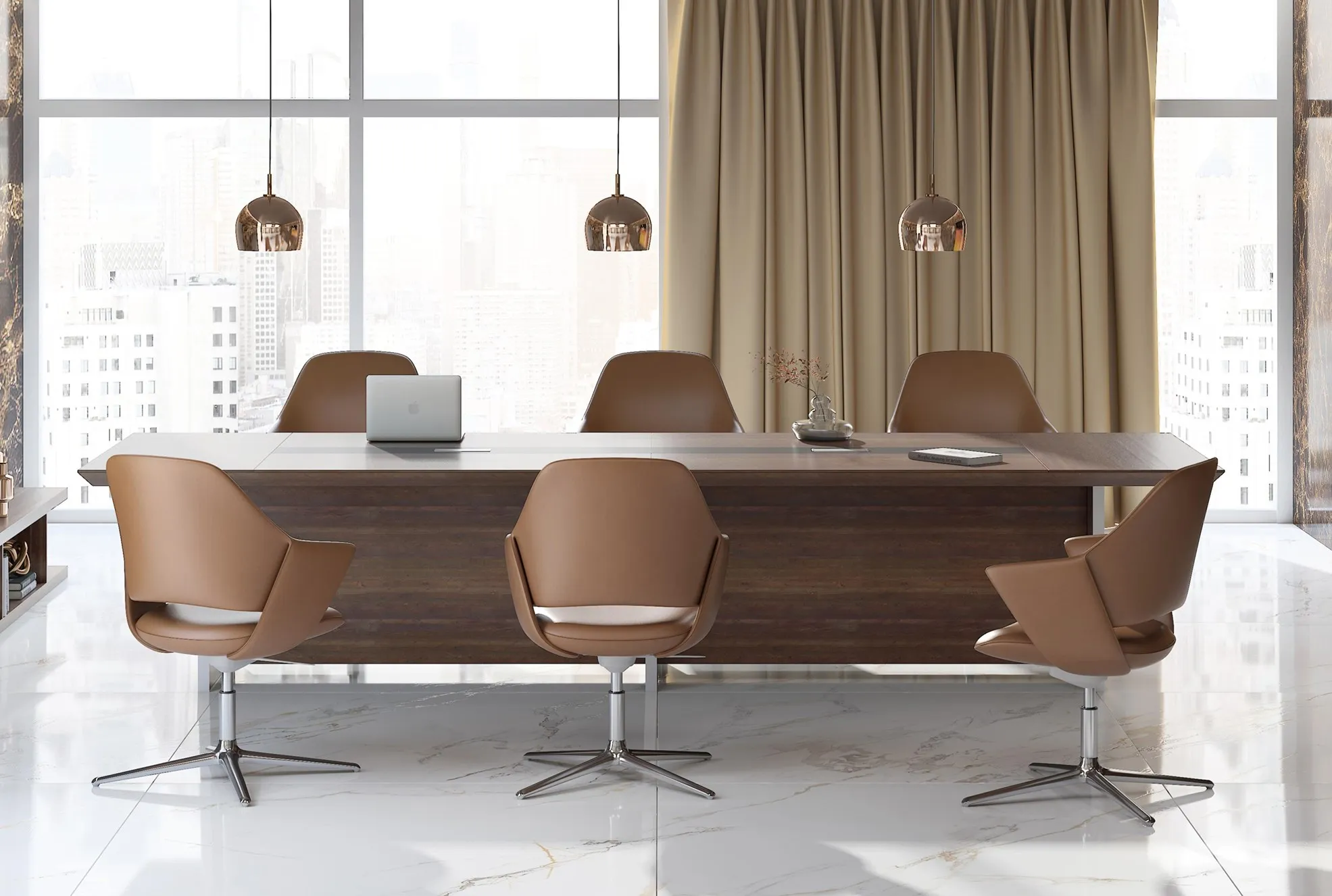 

With Aluminium Base Metal Material Conference Swivel PU Leather Chairs for Workspace Classical Leather Executive Office Chair