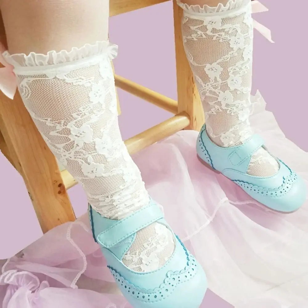 

White Lace Socks New Mesh Breathable Knee Sock Princess Vintage Stockings for Children