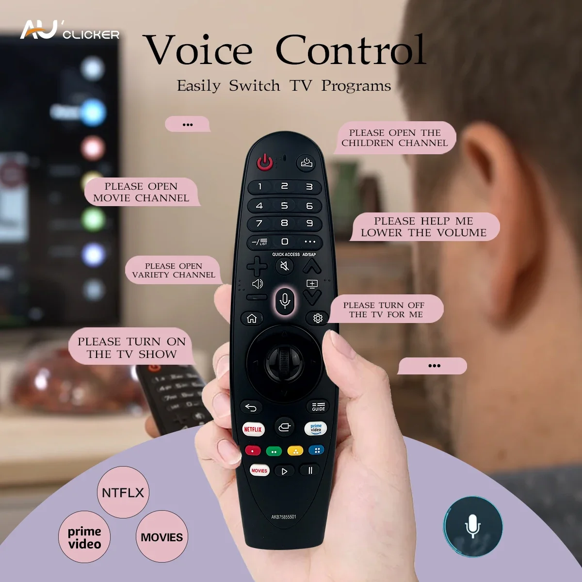 MR20GA Voice Magic Remote AKB75855501 for MR20GA TV Magic Remote Replacement AN-MR20GA MR19BA MR18BA with Pointer Function