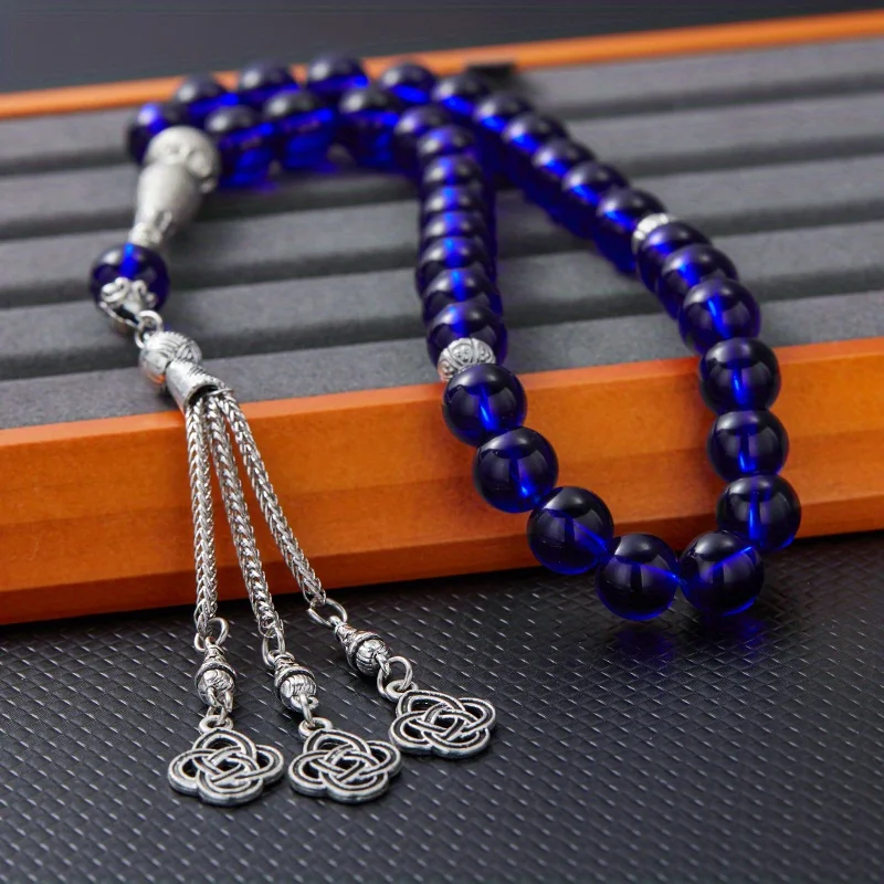 الأزرق أنيقة المرأة مجوهرات مطرزة عقدة ختم قلادة مجوهرات مسبحة مسلم الصلاة اليد سلسلة شرابة الإسلامية الشرق الأوسط #2