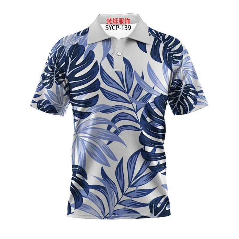 Newest Hawaiian 3d Print Tropical Plants Polo Shirt Men Summer Casual Short Sleeve Fashion Leaves Pattern T Shirts Tops Clothes