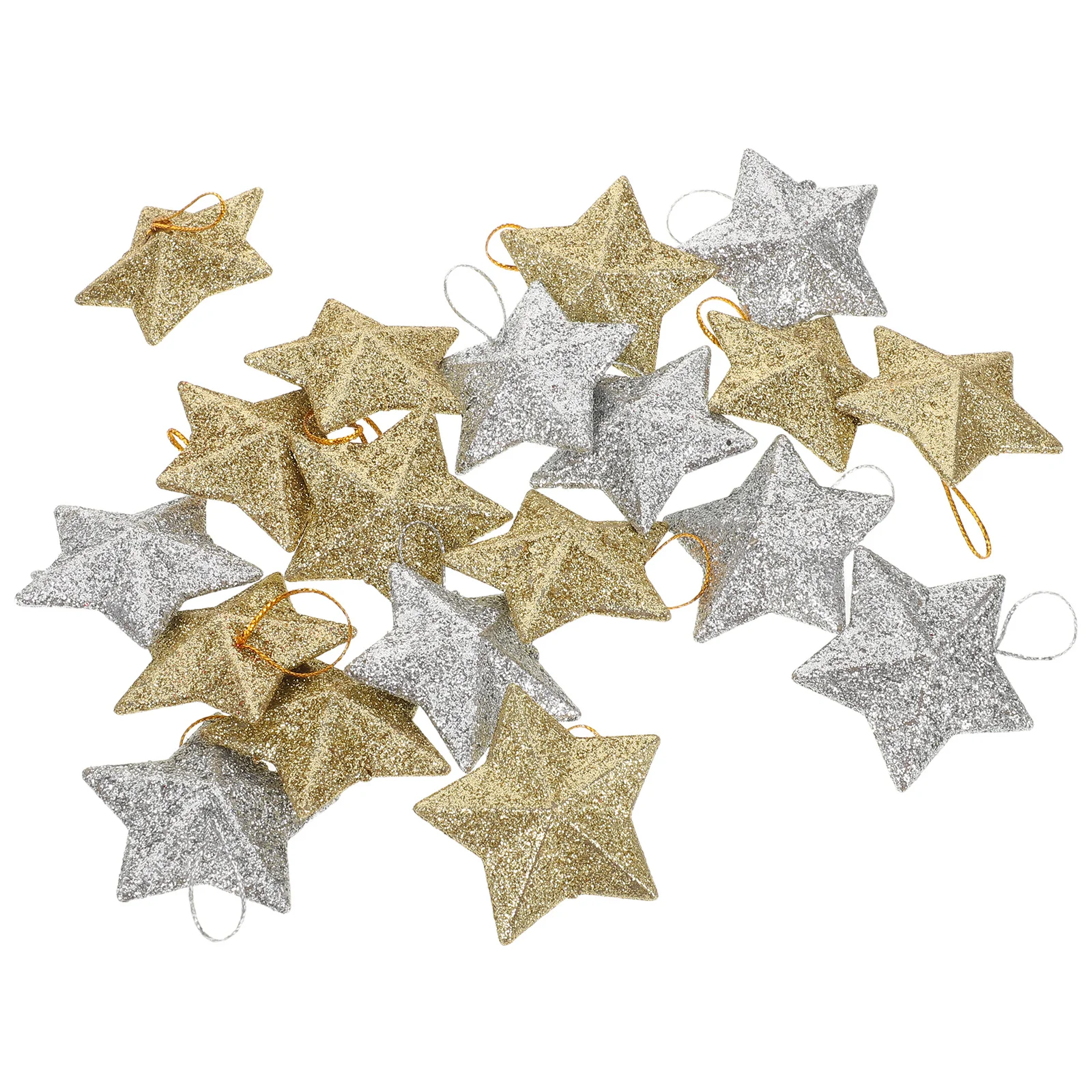 

60Pcs Christmas Glitter Star Hanging Ornaments Five-Pointed Stars for Xmas Tree Party Decor Holiday Decorations