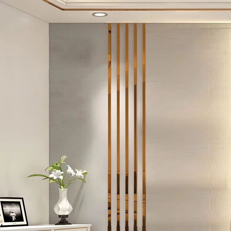 2.4M mirror self-adhesive stainless steel strip, easy to install for modern interior decoration of walls and ceilings