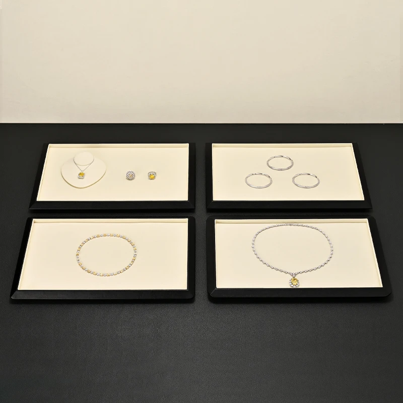 Oirlv High End Jewelry Tray Leather Ring Necklace Bracelet Tray Jewelry Display Storage Tray View Tray Jewelry Organizer Plate
