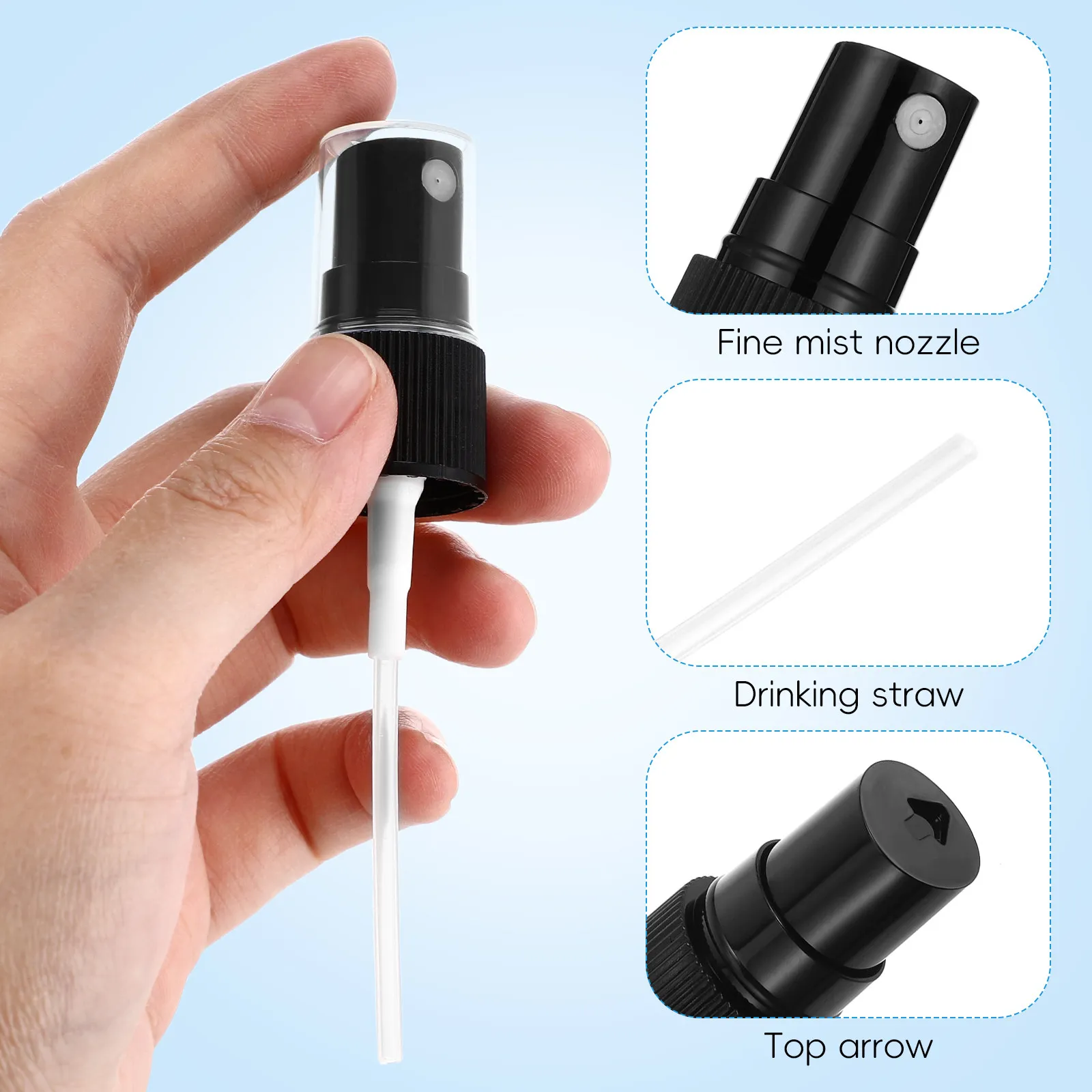 Perfume Spray Nozzles 20 Piece Black Plastic Replacement Mist Sprayers for Travel Bottles Accessories