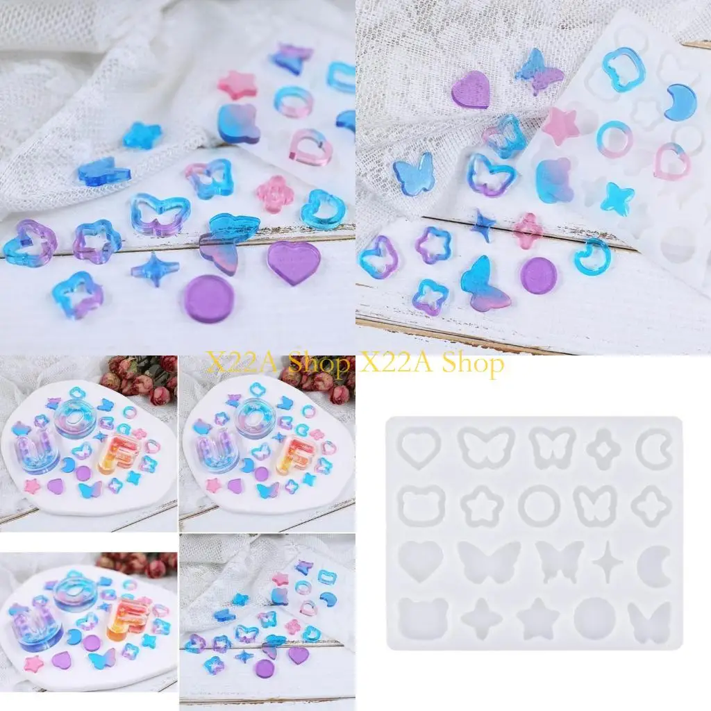 Unique Heart Moon Shaker Filler Epoxy Resin Mold Silicone Mould DIY Resin