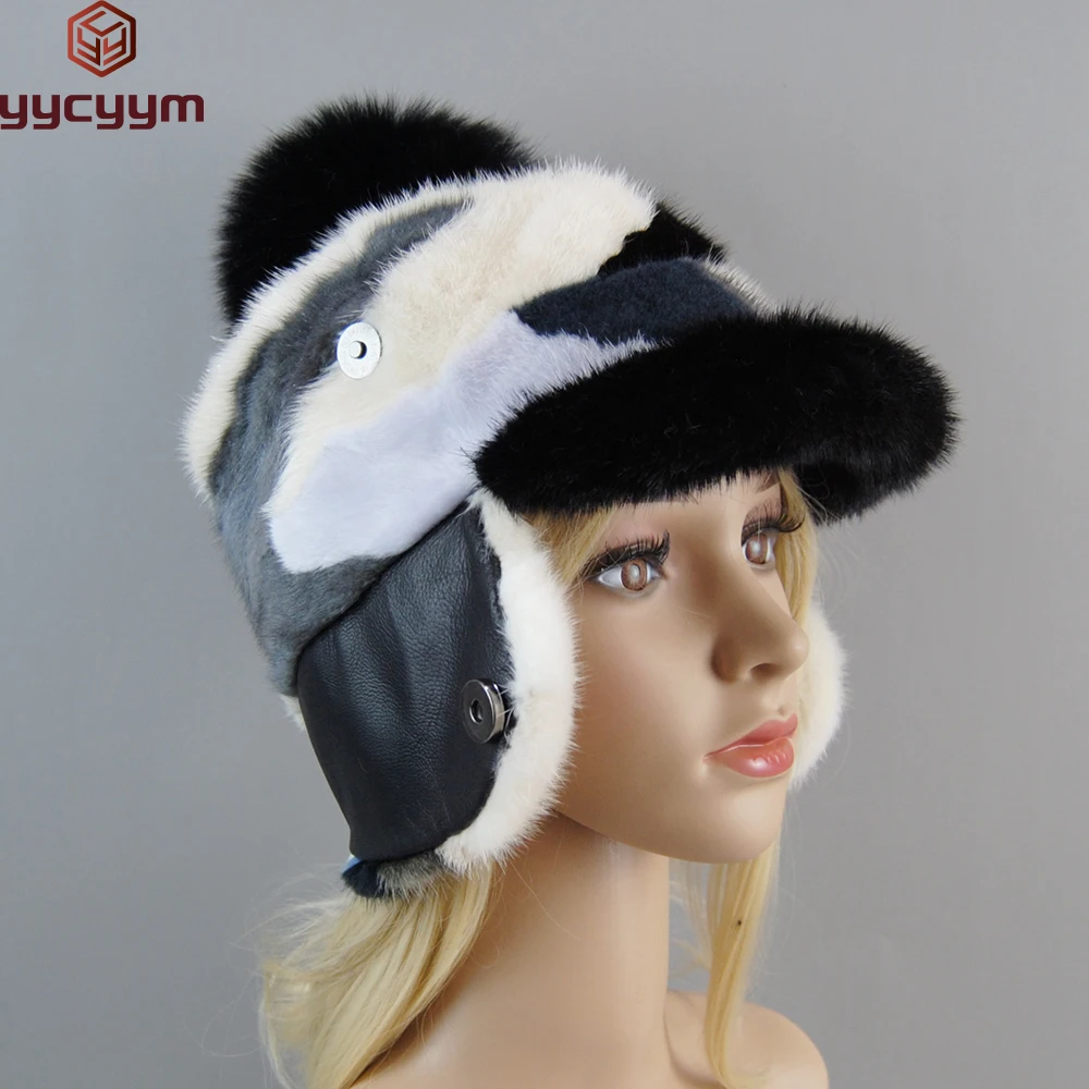 

Beanies For Women Luxury Real Mink Fur Hat Fashion 2024 New Winter Keep Warm 100% Genuine Fur Russian Female Hat