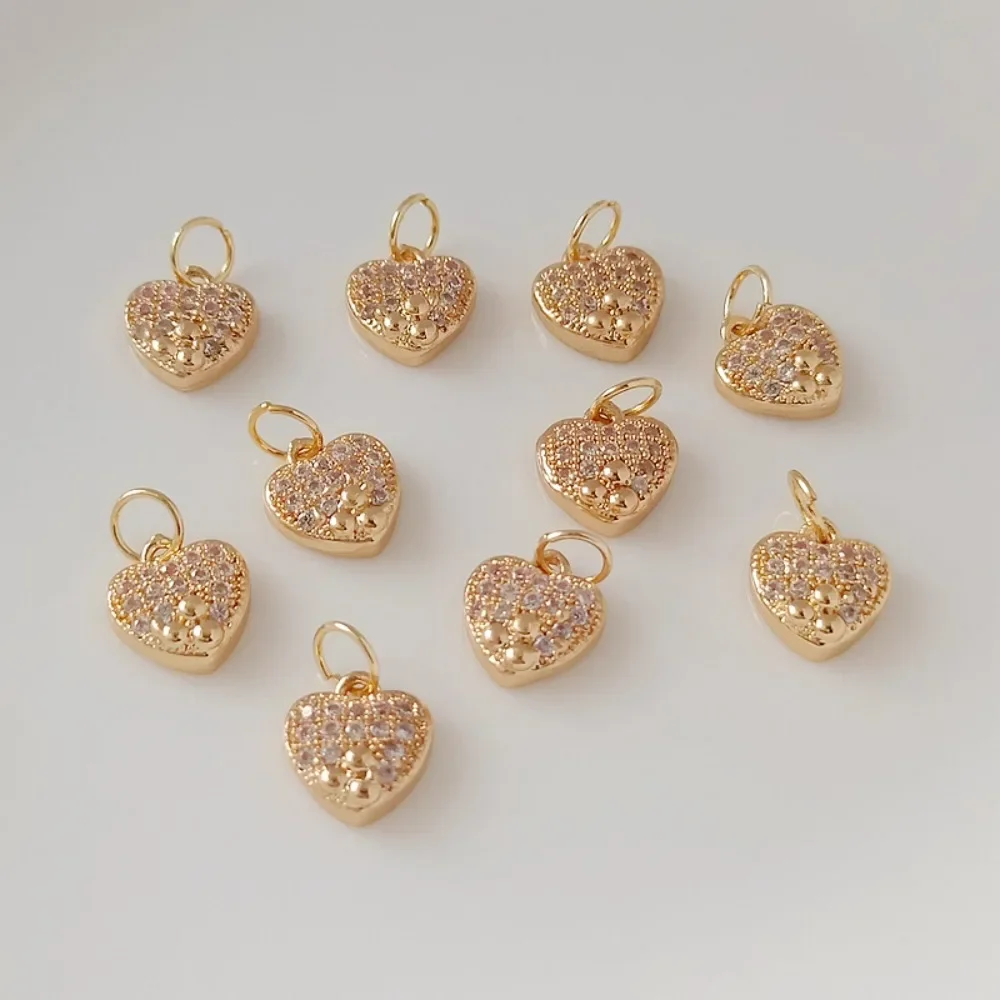 

Copper-clad Gold Accessory, Zircon Heart-shaped Pendant, 14k Heart-shaped Bracelet, Necklace Pendant, DIY Accessory Material