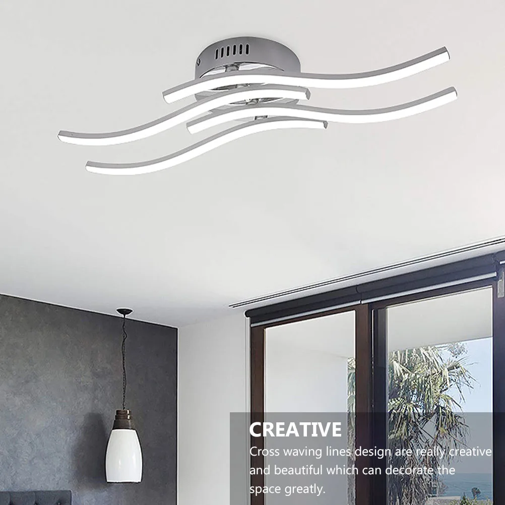 

1pc Wave Chandelier Creative Ceiling Led Lamp Acrylic Aluminum Warm Light Home Bedroom Hotel Decorative Lighting Fixture