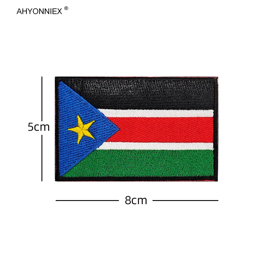 AHYONNIEX 1PC Fabric Flag Patch South Sudan Montenegro Bosnia Sierra Leone 3D Sticker For Jacket Jeans Clothing DIY