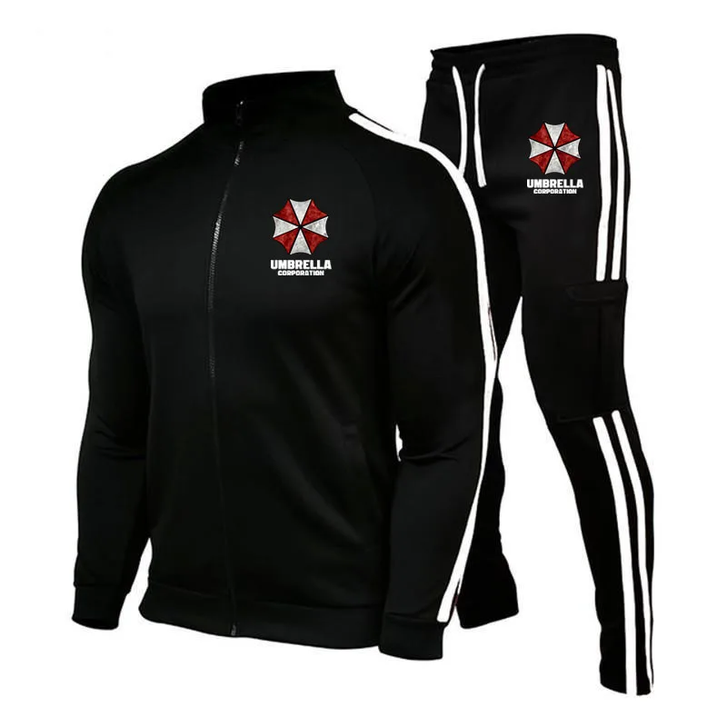 Ensemble de survêtement imprimé Umbrella Corporation pour hommes, sweat-shirt, streetwear, veste zippée, pantalon, Hip Hop, Harajuku, printemps, automne