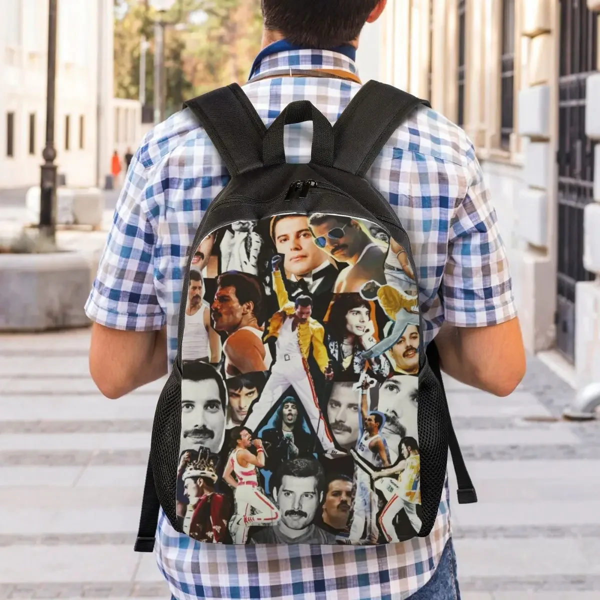 Custom 3D Print Freddie Mercury Collage Backpack for Boys Girls School College Travel Bags Men Women Bookbag Fits 15 Inch Laptop