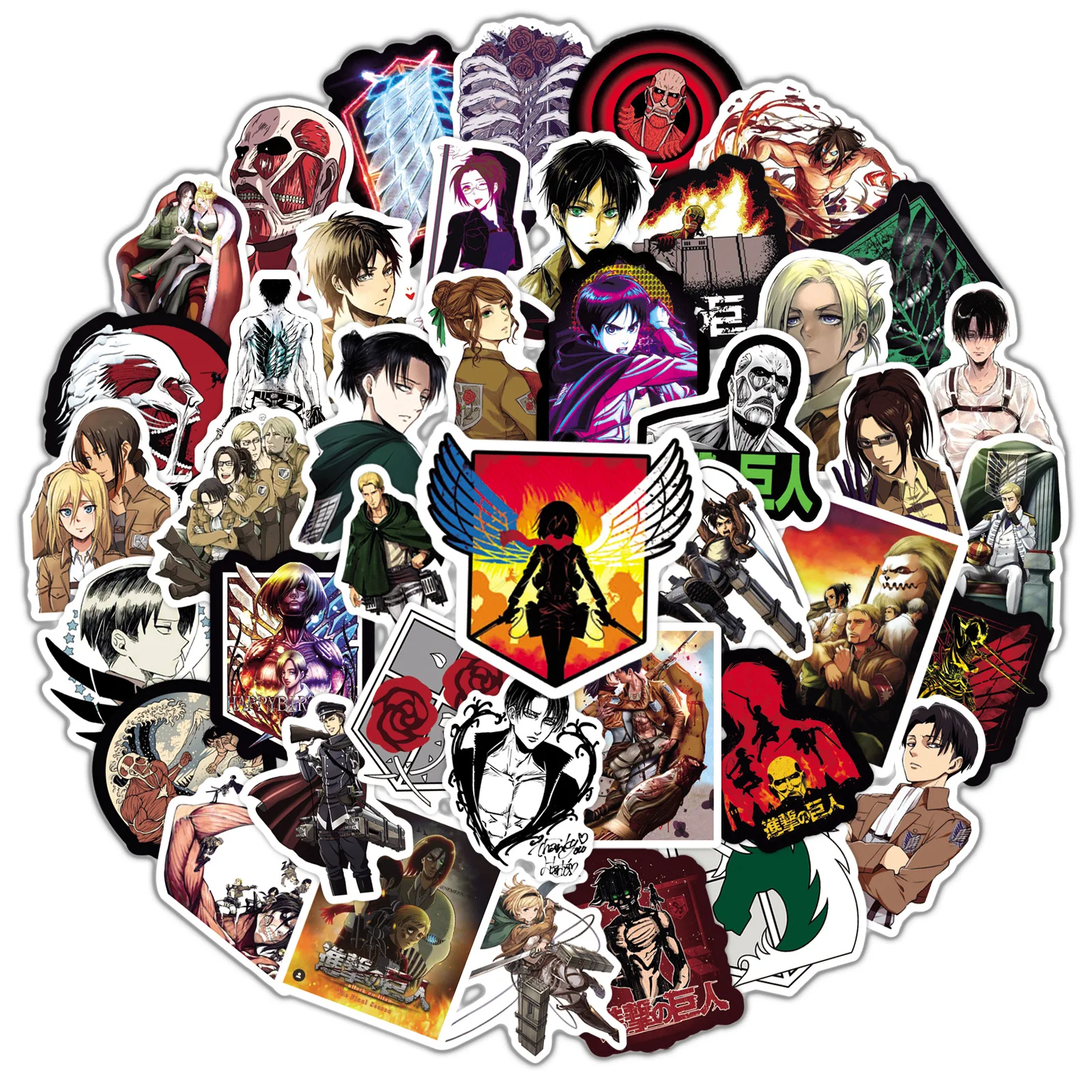 50pcs Attack on Titan Series Graffiti Stickers Suitable for Helmets Desktop Wall Decoration DIY Sticker Pack Wholesale