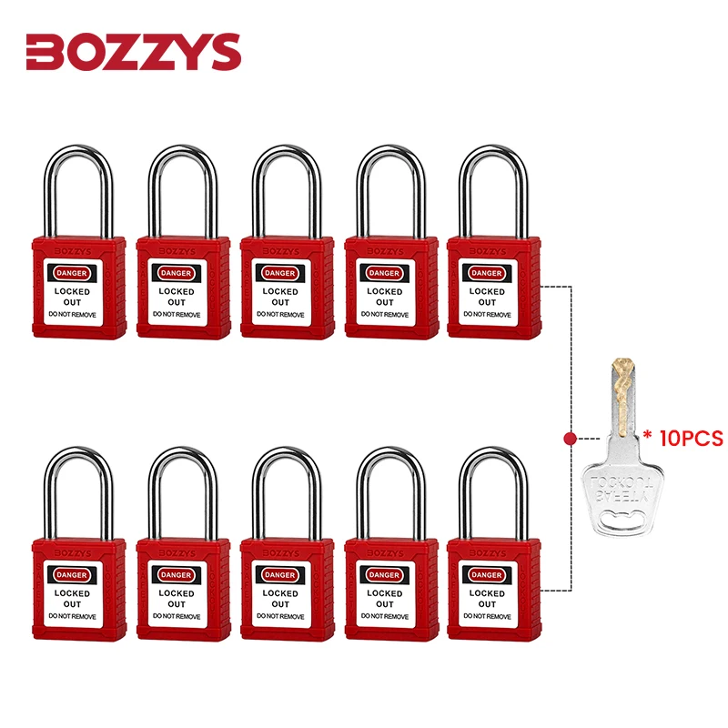 BOZZYS Nylonowe kłódki zabezpieczające z tym samym kluczem Zamki LOTO z tym samym kluczem Zapobiegają niedowidzeniu
