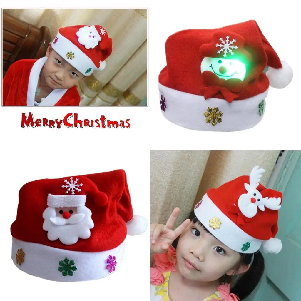 

1Pc Adult Children LED Christmas Hat Santa Reindeer Snowman Party Cap Gift high quality