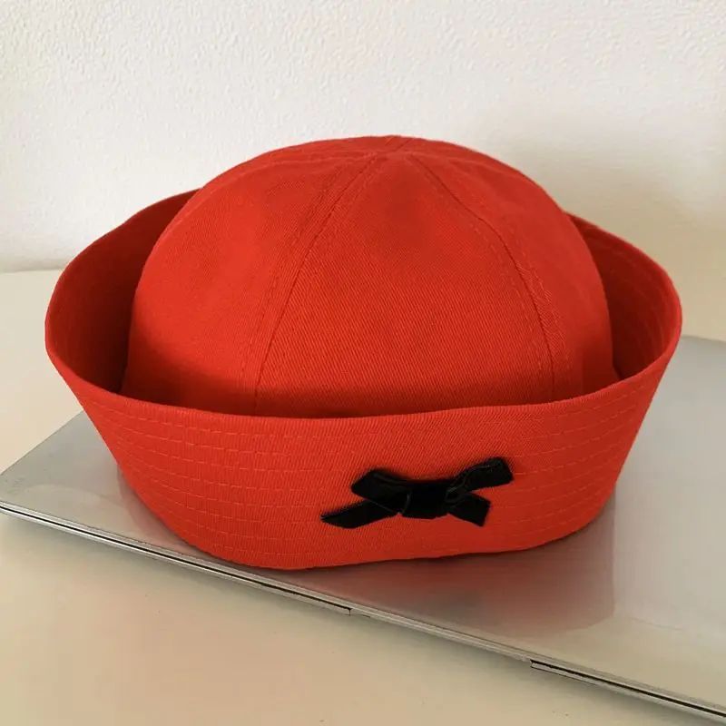 

2025 Headwear New Hat Slouchy Baker French Leather Classic Bow Sailor Navy Cap Swee Flared Versatile Beret Women Summer B7M21