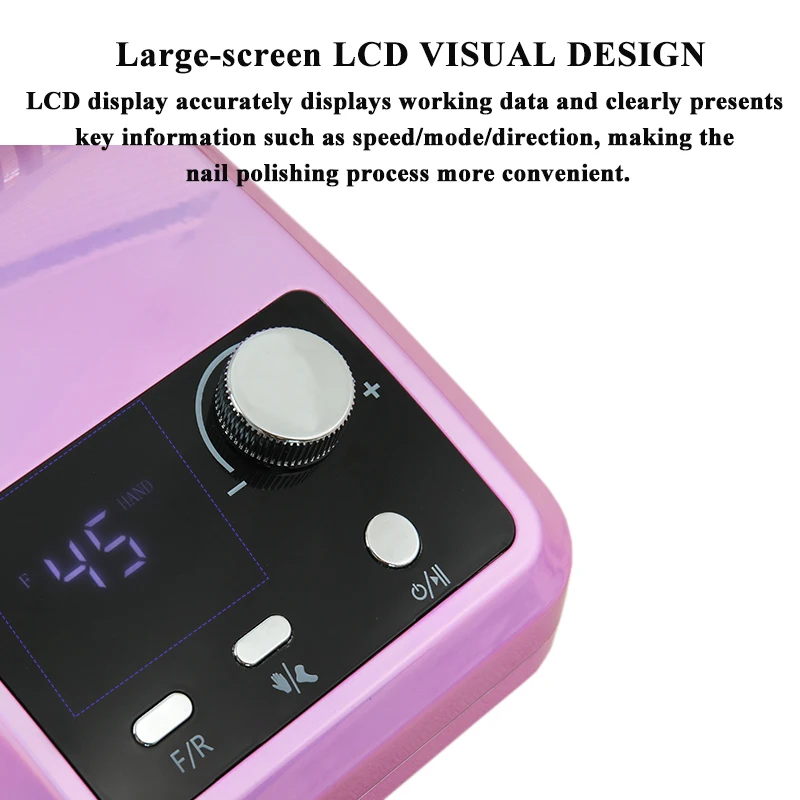 30 ワット 45000RPM ネイルドリルマシンキットプロフェッショナルネイル旋盤サンダー大型液晶画面電気マニキュアポリッシャー爪用