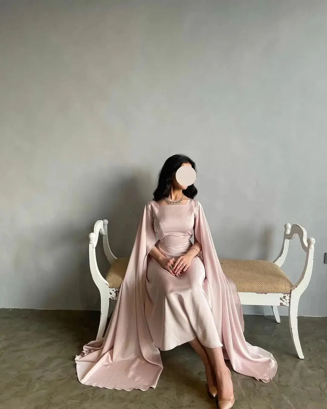 

Flora Dress Elegant Pink A-Line Sweet Square Collar Ankle-length Prom Dress Evening Dubai Arab Party Gown فساتين السهرة 2023