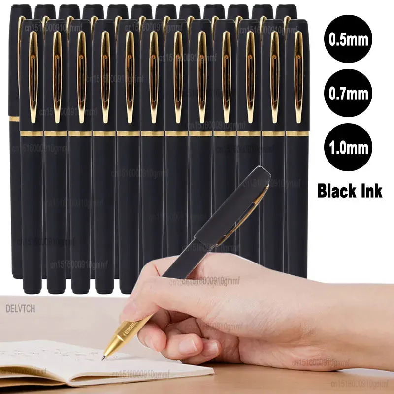 2/4/8/10/20/30/50Pcs Large Capacity Black Ink Gel Pen 0.5 0.7 1.0 Tip Refill Matte Handle Business Signature Writing Stationery