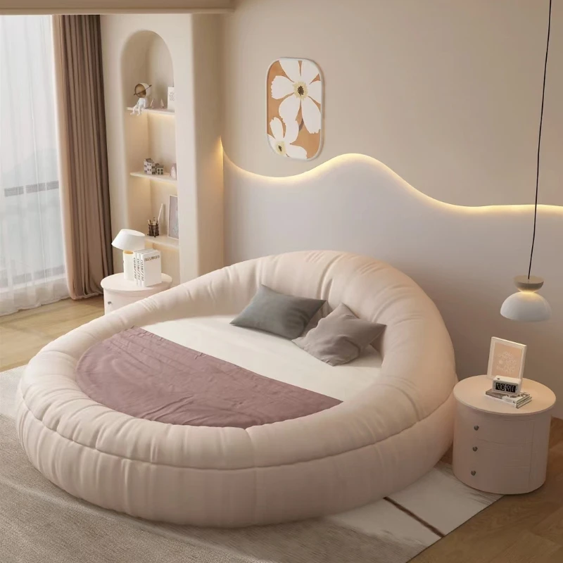 

Round bed modern simple double master bedroom technology cloth high-end hotel romantic couple round bed