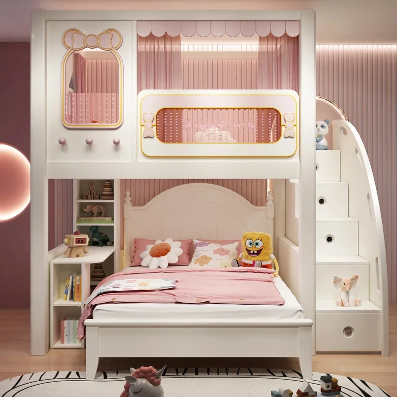 

Children's bunk beds, bunk beds, bed under beds, integrated beds with desks, wardrobes, girls, princess beds, staggered