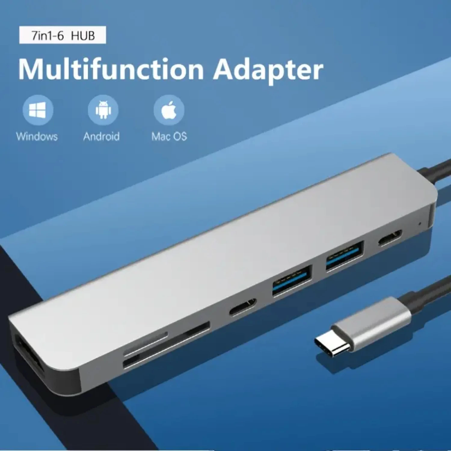 

HUB Seven-in-one Expansion Dock HDMI4K30Hz+USB3.0+USB2.0+TYPE-C+PD+SD/TF