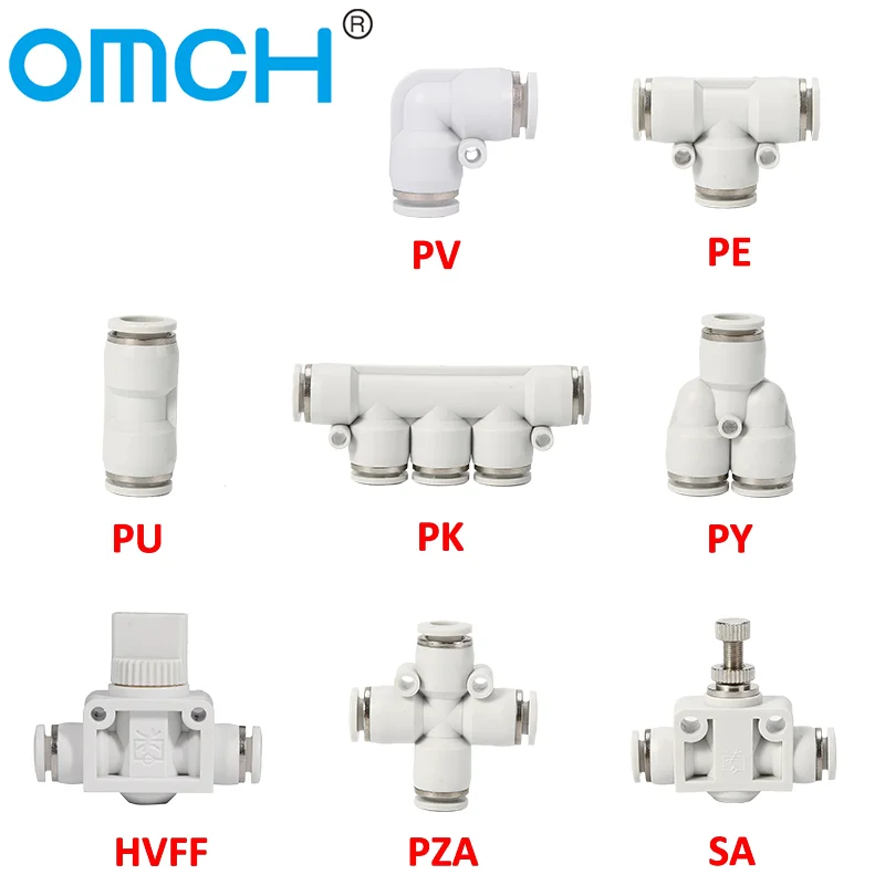 

PU PE HVFF PY PZA PK 4mm 6mm 8mm 10mm 12mm FittingPneumatic Hose Fitting Pipe Connector Trachea Water Air Quick Release Couping
