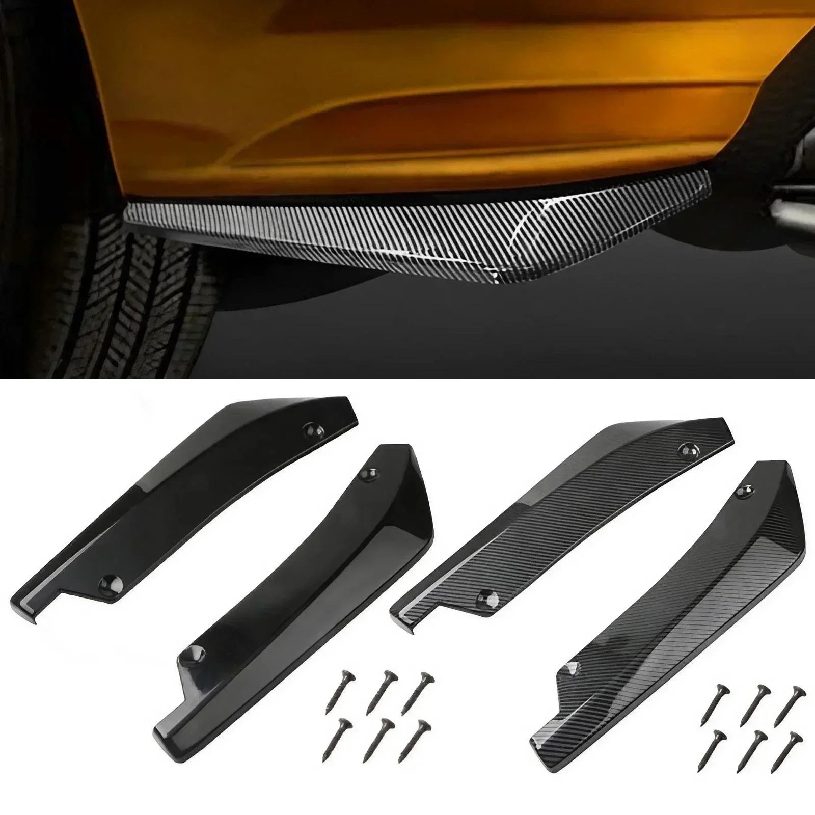

Anti Collision Carbon Fiber Black Exterior Accessories Automotive Universal Modified Corner Wrapped Rear Lip Chassis