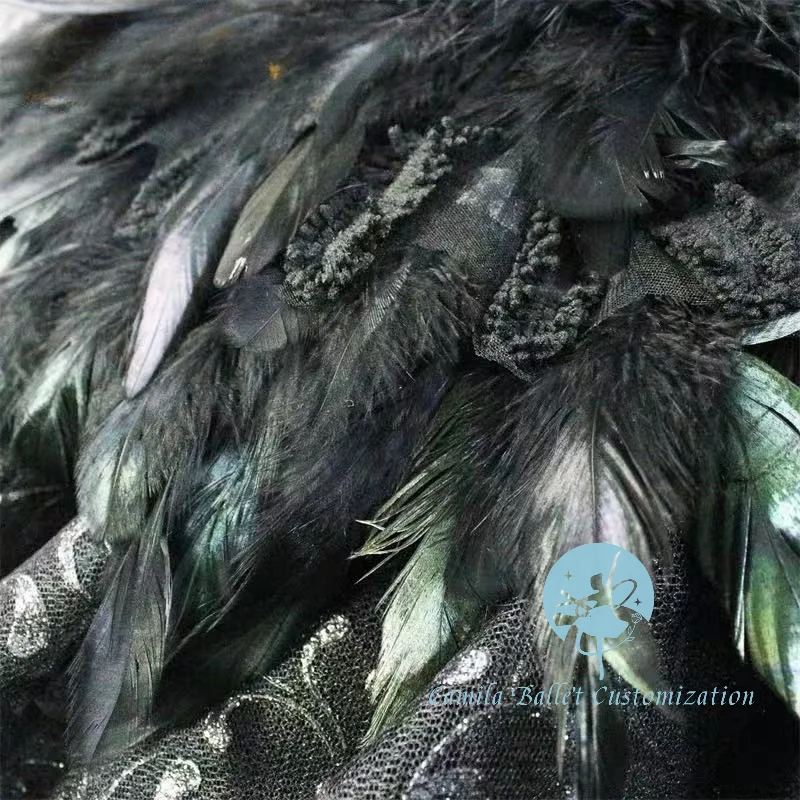 プロのカスタム染色ブラックスワンレパートリーバレエ国際競技会パフォーマンスチュチュスカート大人と子供