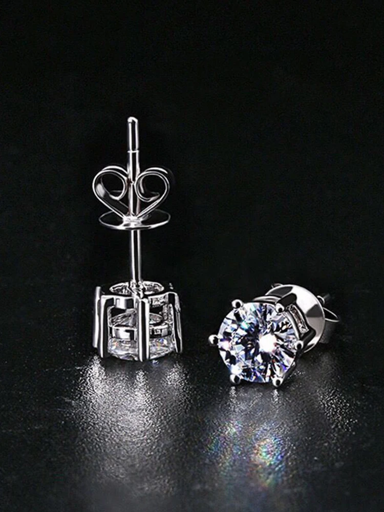 Boucles d'oreilles à clous en Moissanite, 2 certificats GRA, stylo testeur de diamant pour hommes et femmes, argent 925 plaqué 18K, pierres précieuses de mariage