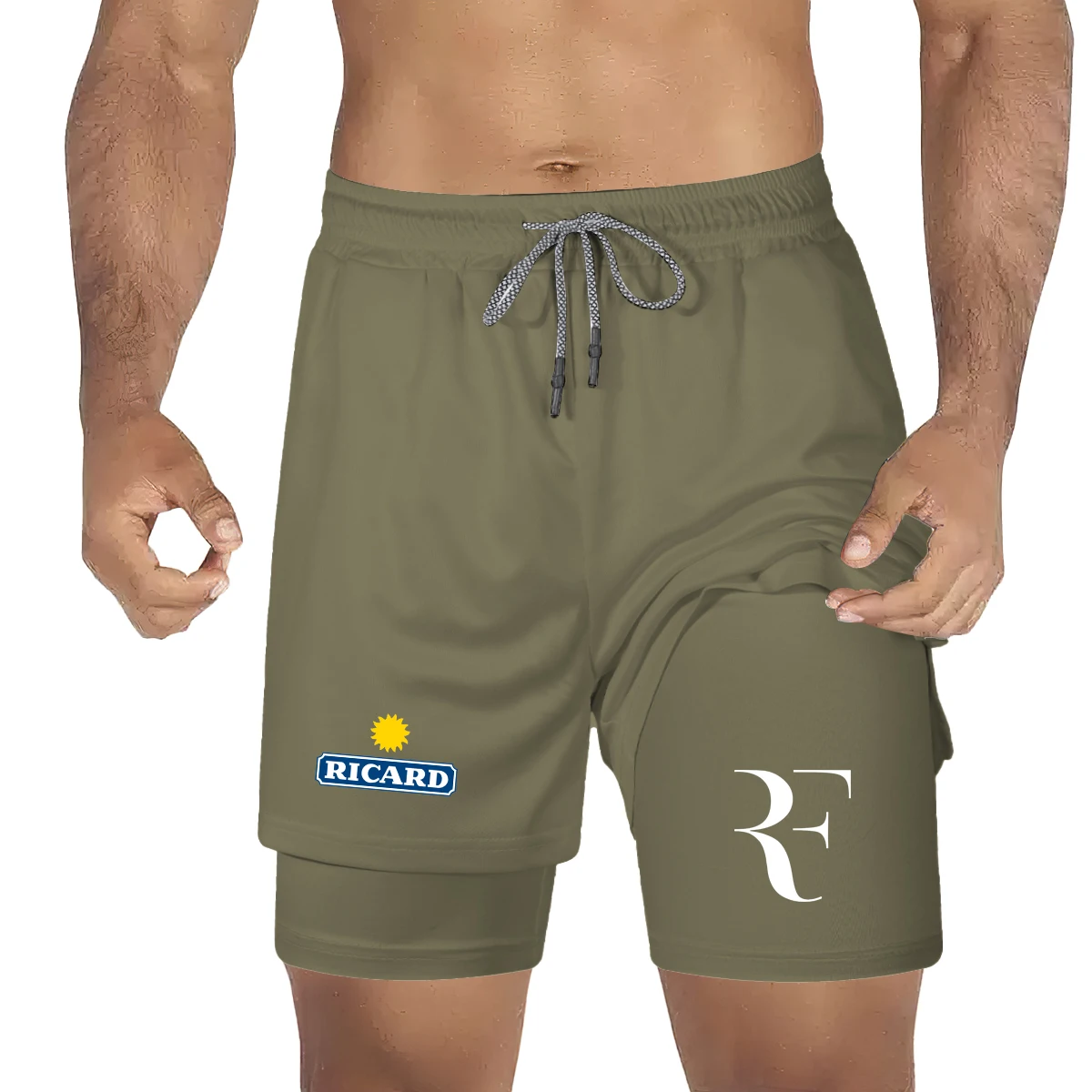 Shorts Atlético Respirável Masculino, Roupa de Ginástica, Fitness, Treinamento, Camping, Ciclismo, Calças de Jogging, 2 em 1