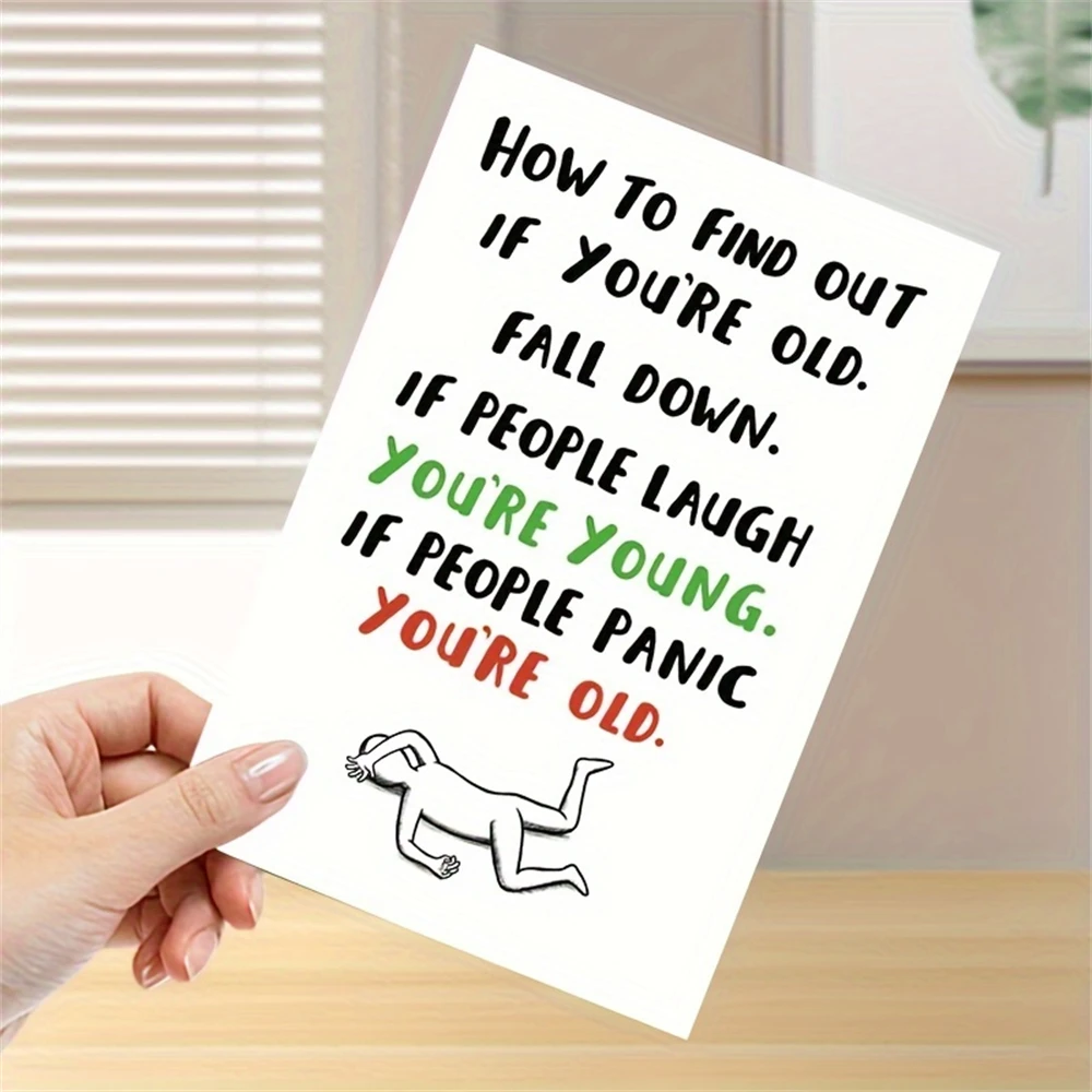 1pc,Funny Happy Birthday Card For Men I Women. Humorous How To Find Out If Your Old Joke. Perfect For Mom Dad Grandpa 50th 60th